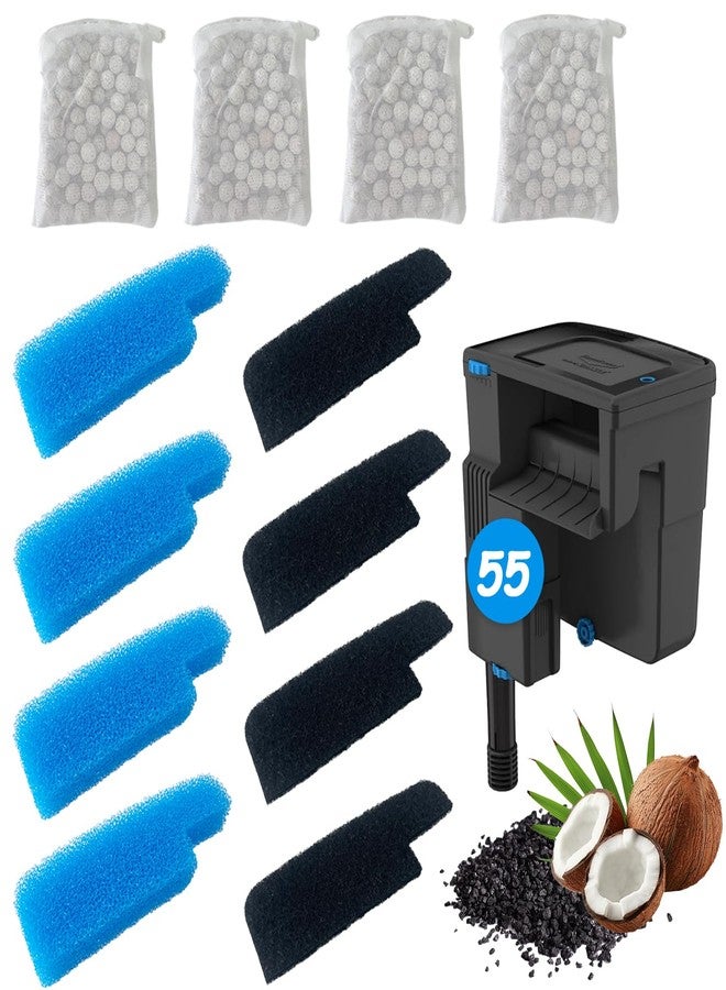 SHIGATSU 4 Set Three-Stage Filters Replacement Media Kit for Seachem Tidal 55 Filter, Replacement Aquarium Filter Sponge and Activated Carbon Pad for Fish Tank Filter - Image 1